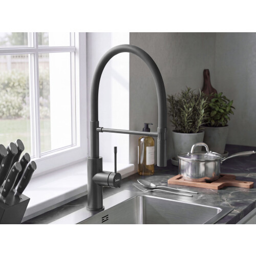 Beliani Kitchen Pull Out Tap ARKHATA Black 1