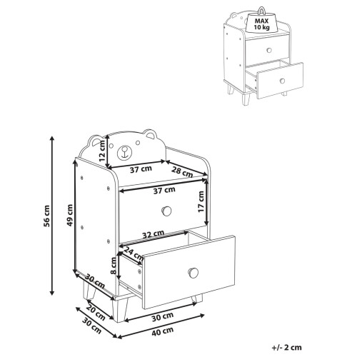 Beliani 2 Drawer Bedside Table MIMILI 56 cm White 2