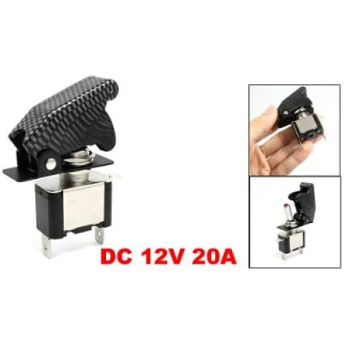 DC 12V 20A Car Red LED Light Carbon Fiber Pattern Cover On/Off Toggle Switch 2
