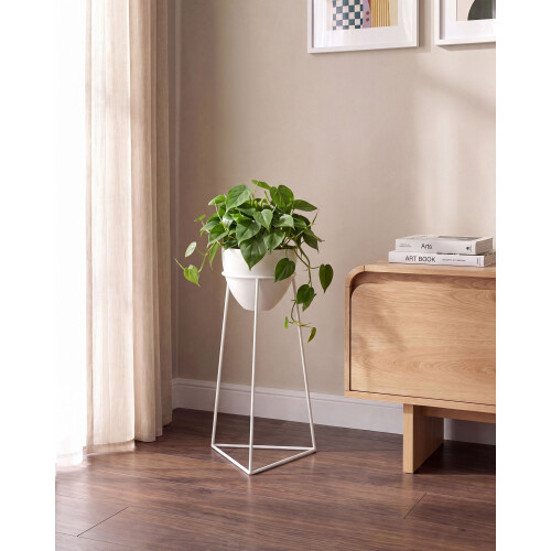 Beliani Elevated Plant Pot LIPARIS 30 cm Metal White 1