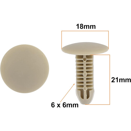 100pcs 6mm Hole Plastic Rivets Fastener Push Clips Khaki for Car 1