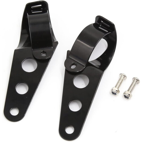 2pcs Black Universal Motorcycle Headlight Brackets Fits 28mm-43mm Fork Tubes 1