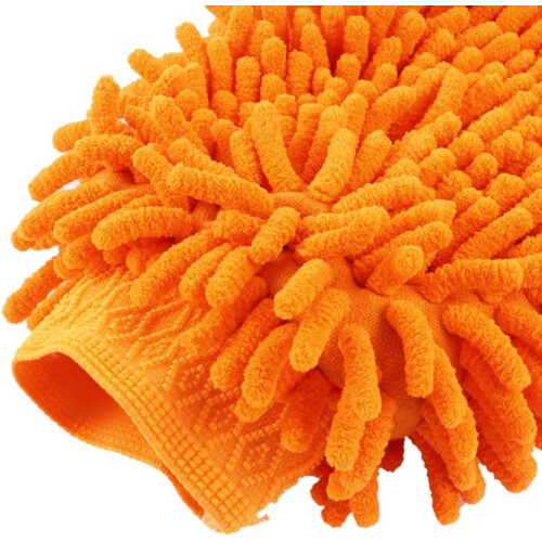 Dual Side Orange Microfiber Car Wash Mitt Glove 2