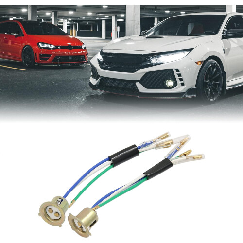 2 Pcs 3 Wires Motorcycle Scooter Headlight Head Lamps Socket Holder Adapter 1