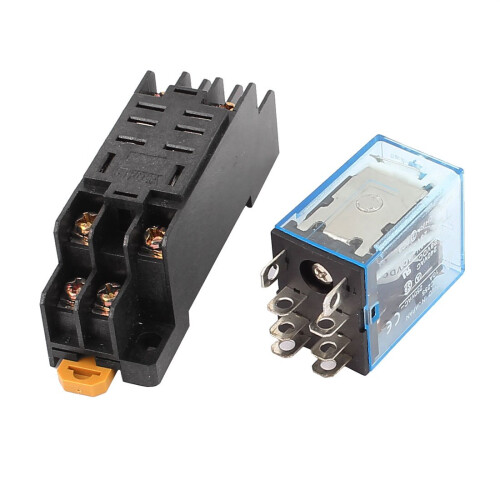 LY2N-J DC 12V Coil Voltage 8Pin DPDT Power Electromagnetic Relay w Socket 1