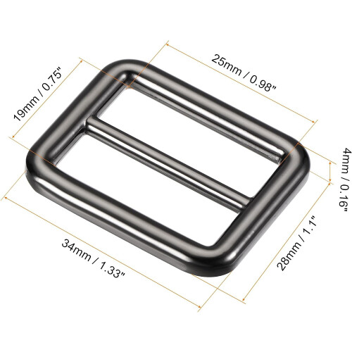 25mm(0.98") Metal Slide Strap Adjustable Buckle Fastener Black 4pcs 1