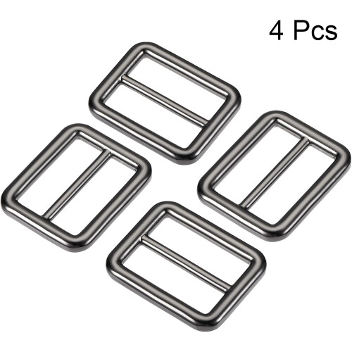25mm(0.98") Metal Slide Strap Adjustable Buckle Fastener Black 4pcs 2