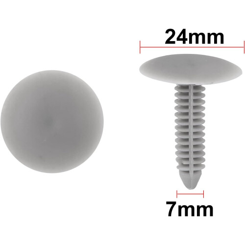 10PCS Car 6.5mm Hole Plastic Push Screw Rivet Panel Fixings Clips Gray 1