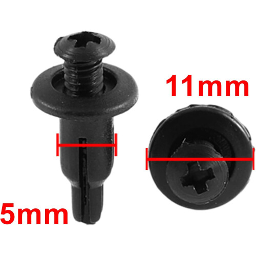 50 Pcs 11mm x 5mm Black Plastic Rivet Bumper Lining Panel Clips for Automotive 2
