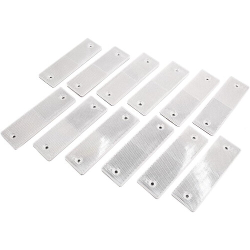 Universal Trailer Car White Reflective Warning Plate Adhesive Reflector 12PCS 1