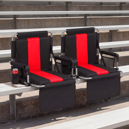 Stadium Seat with Backrest, Foldable, Cup Holder, Red 2