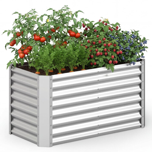 Galvanized Raised Garden Bed, 4 x 2 x 2 ft, Silver 1