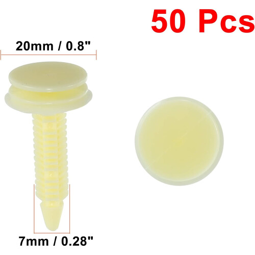 50pcs 7mm Hole Plastic Rivet Car Door Trim Panel Retainer Clip Beige 1