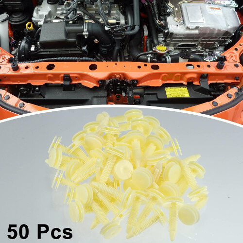 50pcs 7mm Hole Plastic Rivet Car Door Trim Panel Retainer Clip Beige 2