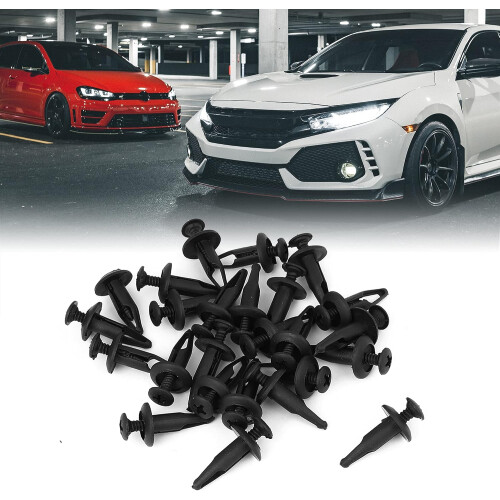 25 Pcs 6.3mm Hole Retainer Clips Plastic Rivets Flaps Bumper Fender Push Clips 1