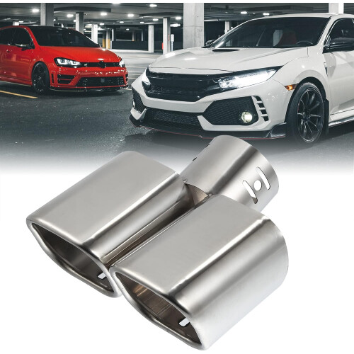 62mm Square Slant Tip Exhaust Muffler Tail Pipe 1