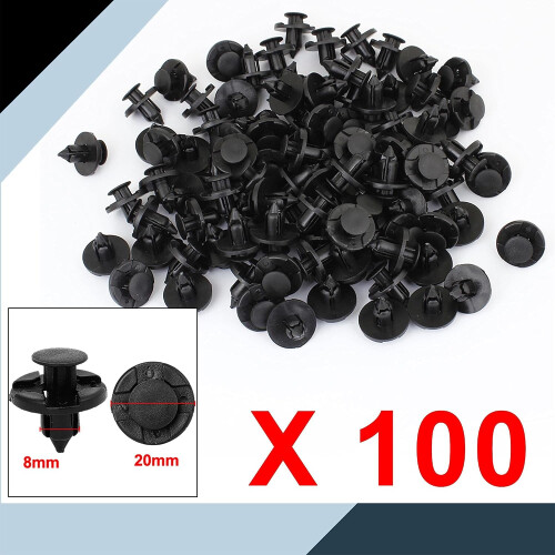 100pcs 8mm Hole Push Type Retainers Clips Bumpers Splash Guards Wheel Arch Plastic Rivets 2