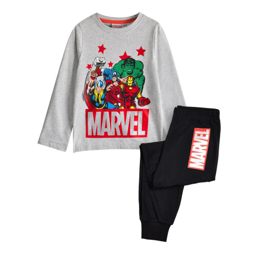 (6-7 Years, Black/Grey) Marvel Avengers Boys Printed Long Pyjama Set