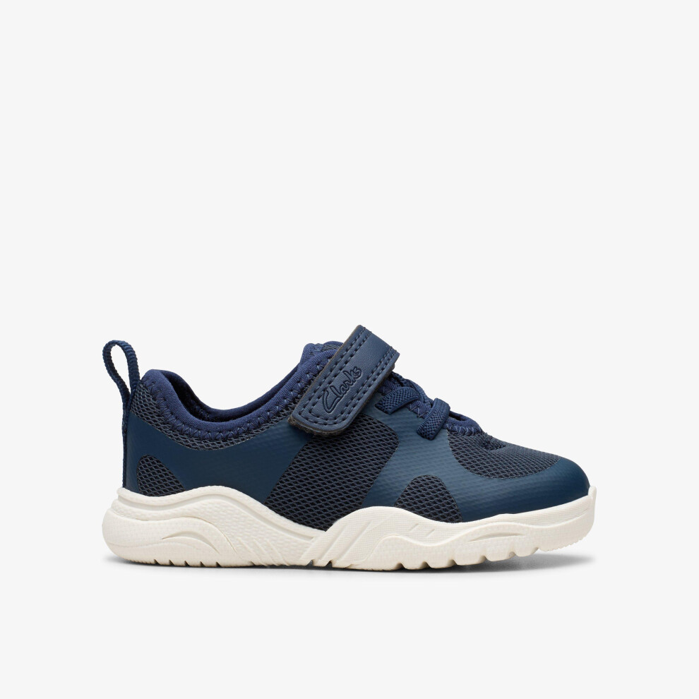 Clarks Feather Ath T Navy Kids Toddler Boys Trainers 8081-76F in a Plain Textile in Size 5 - Image 2