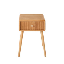 Bedside table with 1 drawer and slatted fronts, 52 cm high - AVA