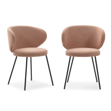 Set of 2 fabric chairs with black metal legs, 60 cm wide - RUSH