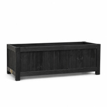 Black Natural Wooden Trough Planter for Garden & Patio