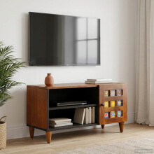 vidaXL TV Cabinet with Storage Walnut 80 x 33 x 46 cm Solid Mango Wood