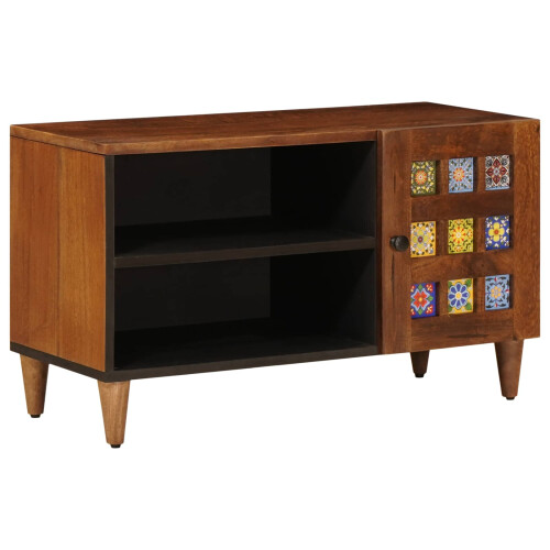 VidaXL vidaXL TV Cabinet with Storage Walnut 80 x 33 x 46 cm Solid Mango Wood 1
