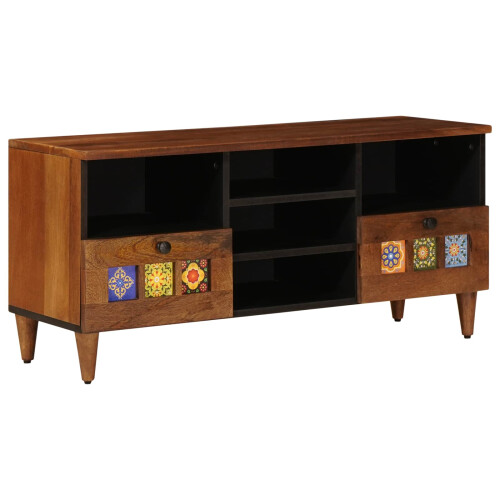VidaXL vidaXL TV Cabinet with Drawer Walnut 100 x 33 x 46 cm Solid Mango Wood 1