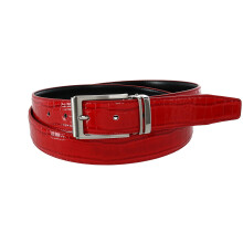 CTM Big & Tall Leather Croc Print Dress Belt with Clamp On Buckle