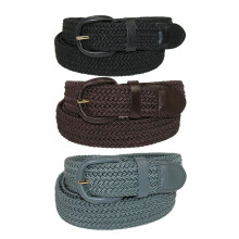 CTM Men's Elastic Braided Stretch Belt (Pack of 3 colours)