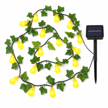 Gourd-Shaped LED String Lights, 20 Flashing Battery-Powered Lights with Clear Wire for Garden and Balcony