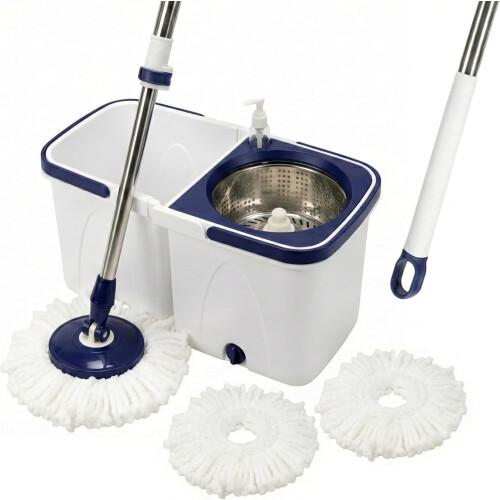 FLOOR MAGIC SPIN 360 Degree MOP BUCKET SET MICROFIBER WITH EXTRA MOP HEADS