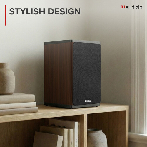 Audizio BS20 Active Bookshelf Speaker Set with Battery Dark Wood 2