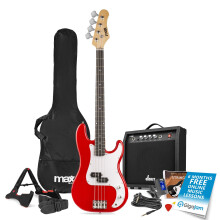 MAX 173.236 GigKit Bass Guitar with Amplifier and Accessories - Red