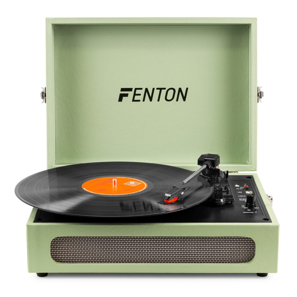 Photos - Turntable Fenton 102.052 RP118C Record Player Briefcase with Bluetooth In/Out - Green 