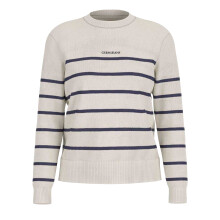 (12 UK, White/Ocean) Guess Unisex Adult Striped Regular Sweater Top