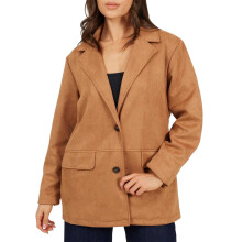 (8 UK, Tan) Brave Soul Womens/Ladies Faux Suede Blazer