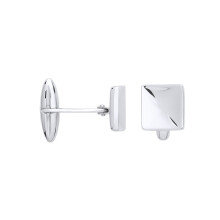 Jewelco London Mens Sterling Silver Polished Flat Square Swivel Cufflinks - CUG1002