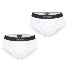 (XXL, White) Tom Ford Mens Logo Cotton Briefs (Pack of 2)