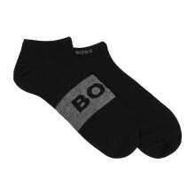 (9 UK-11 UK, Black) Boss Unisex Adult Logo Ankle Socks (Pack of 2)