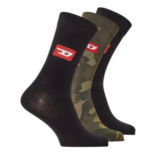 (3 UK-5 UK, Black) Diesel Mens Camouflage Crew Socks (Pack of 3)