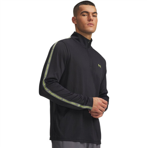 Under Armour (L, Black/Green) Under Armour Mens Tech Textured Half Zip Top