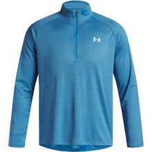 (S, Blue/White) Under Armour Mens Tech Textured Half Zip Top