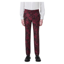 (36S, Rose Red/Lime Green) Twisted Tailor Mens Floral Slim Trousers