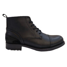 (10 UK, Black) Firetrap Mens Focus Leather Block Heel Boots