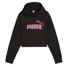 (16 Years, Puma Black) Puma Girls Logo Relaxed Fit Crop Hoodie