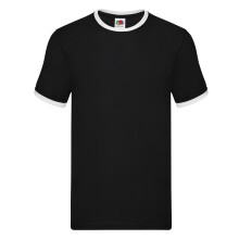 (S, Black/White) Fruit of the Loom Mens Ringer 160 T-Shirt