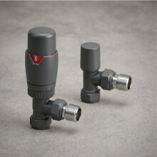 Designer Angled Radiator Valves - Anthracite