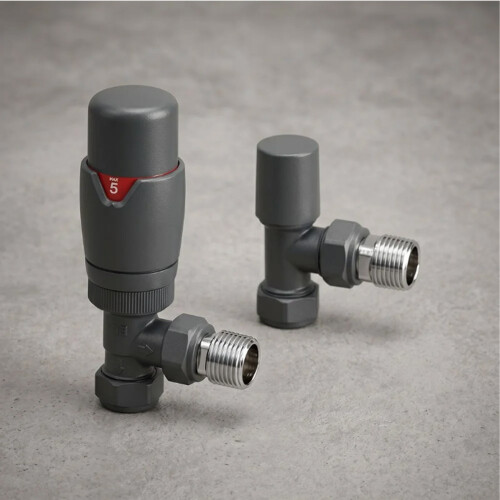 NES Home Designer Angled Radiator Valves - Anthracite